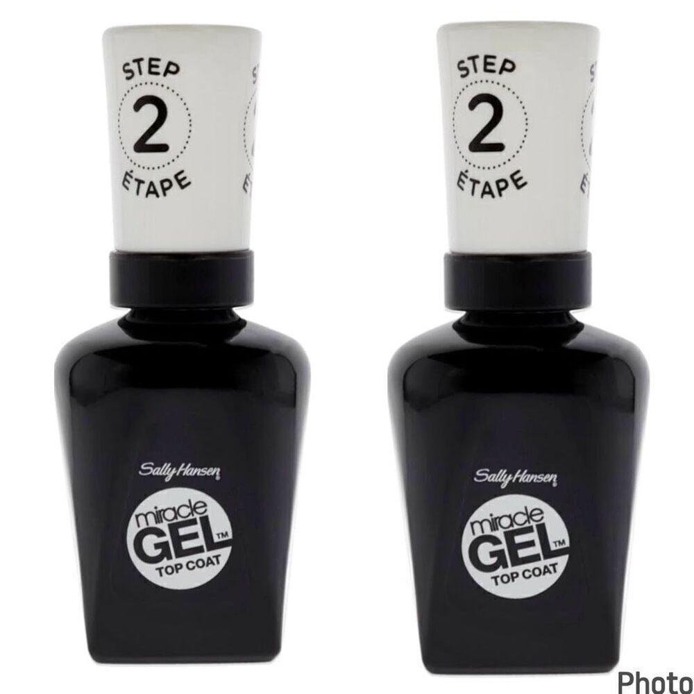 Lot Of 2 NEW Sally Hansen Step 2 Miracle Gel Nail Polish 101 Top Coat, 0.5 Fl Oz